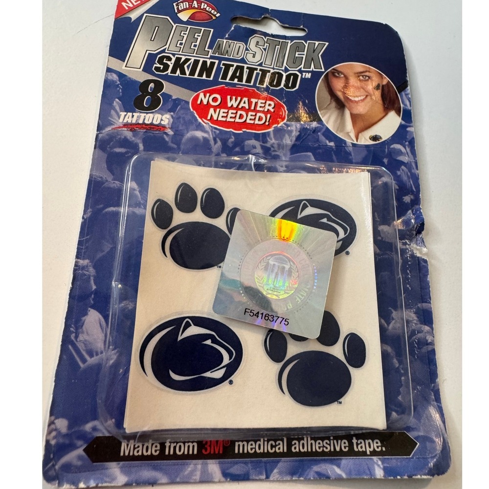 Vintage Penn State Nittany Lions Peel and Stick Skin Tattoos Sealed 8 Pack